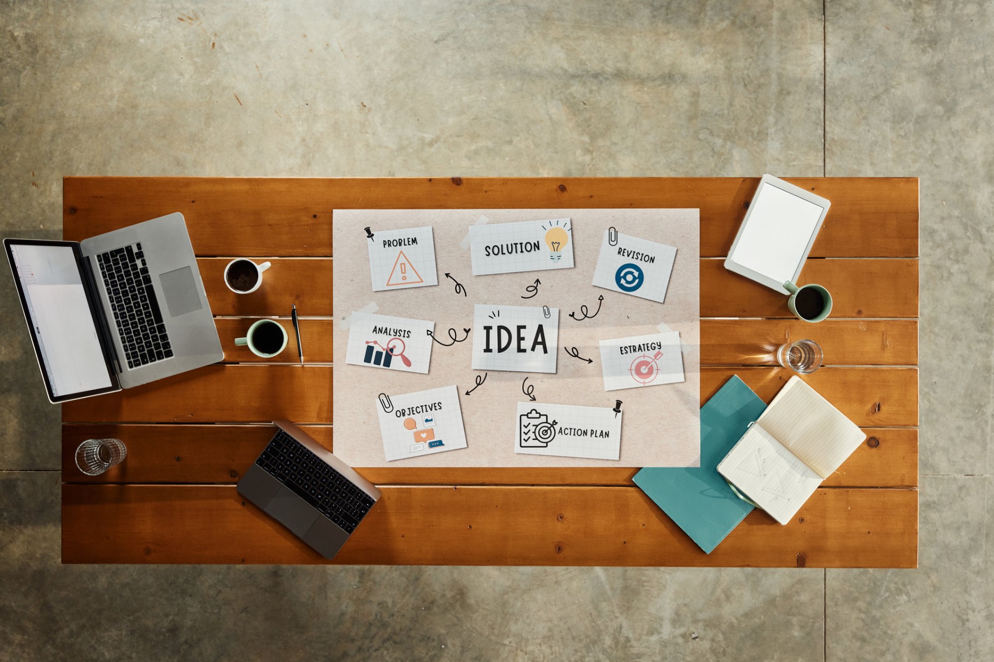 Wooden table workspace